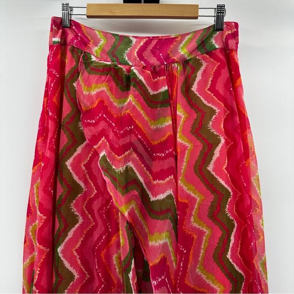 Sundance Pink, Green, Orange Zig Zag Chevron Print Flowy Maxi Skirt Size 10 - Picture 2 of 12